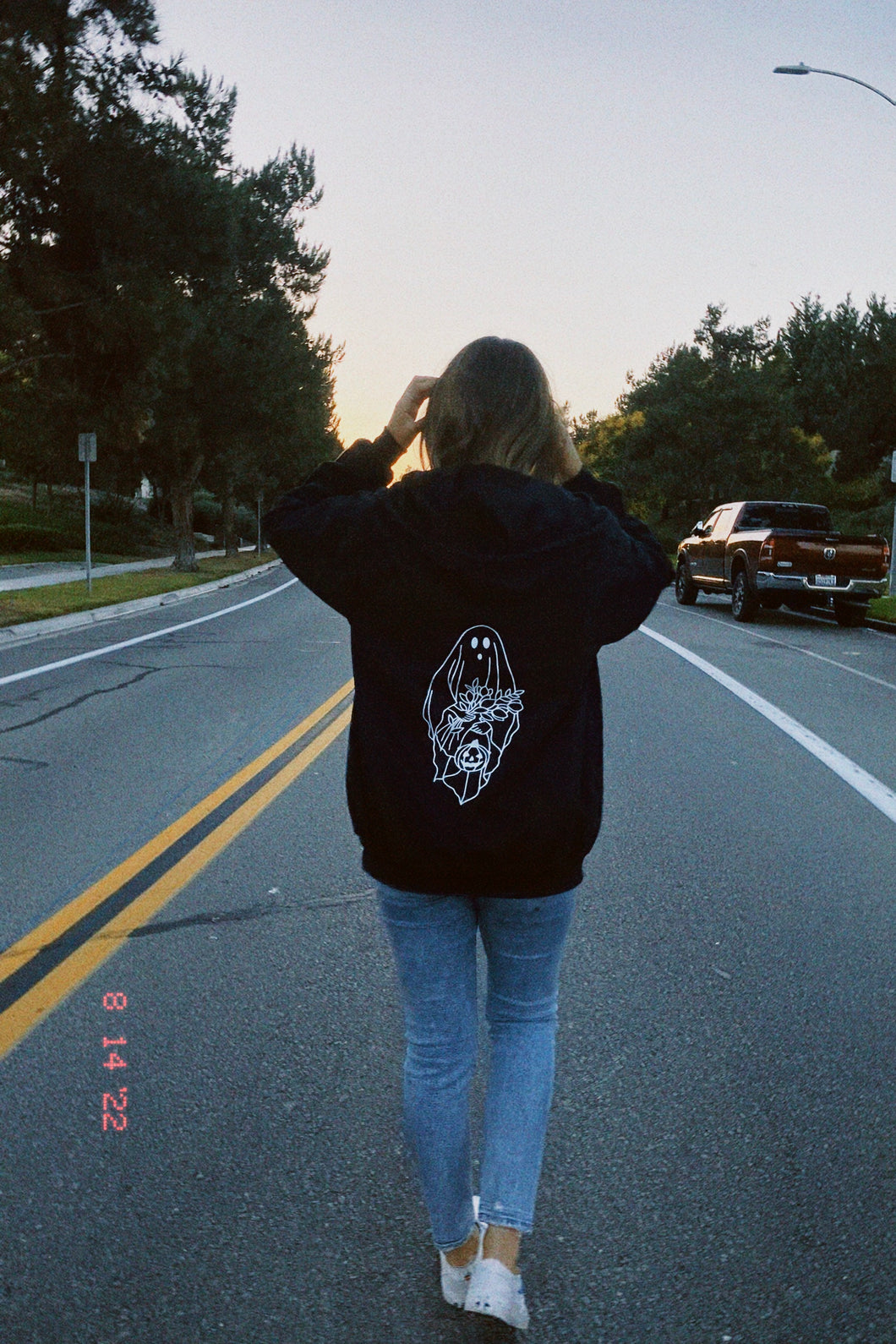 floral ghost zip-up